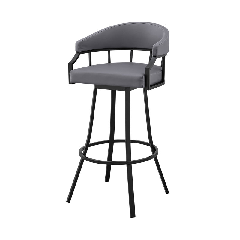 Chaise de bar 40 po, Siège gris / cadre noir