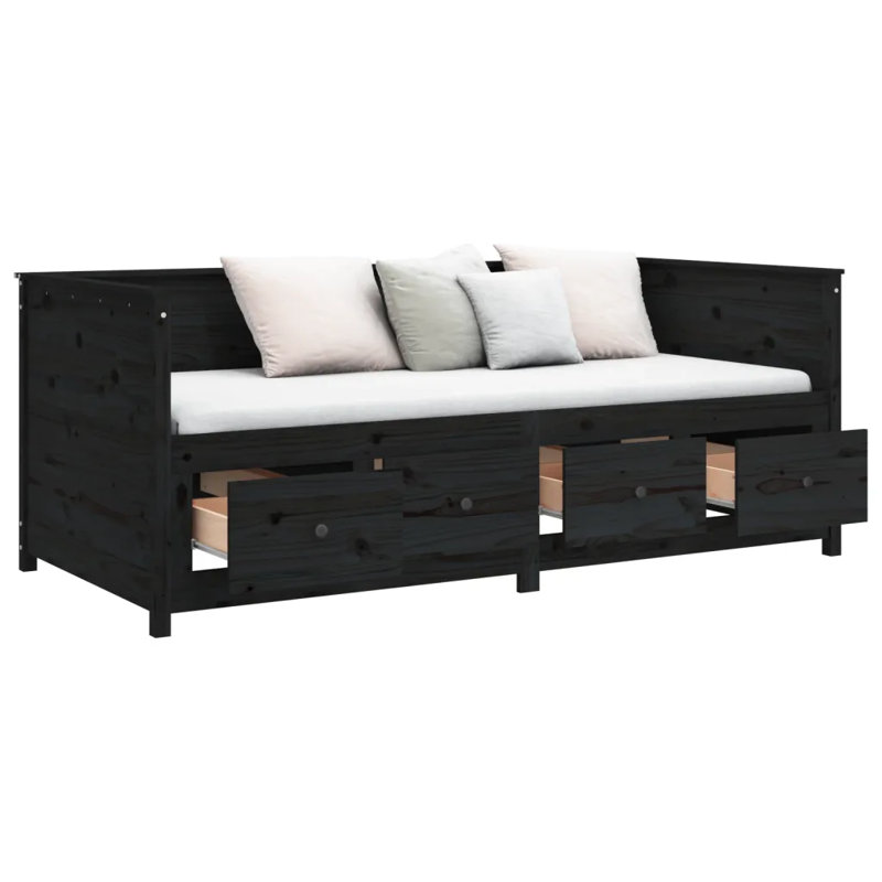 Messara Solid Wood Daybed, Black, Small Single (2'6)