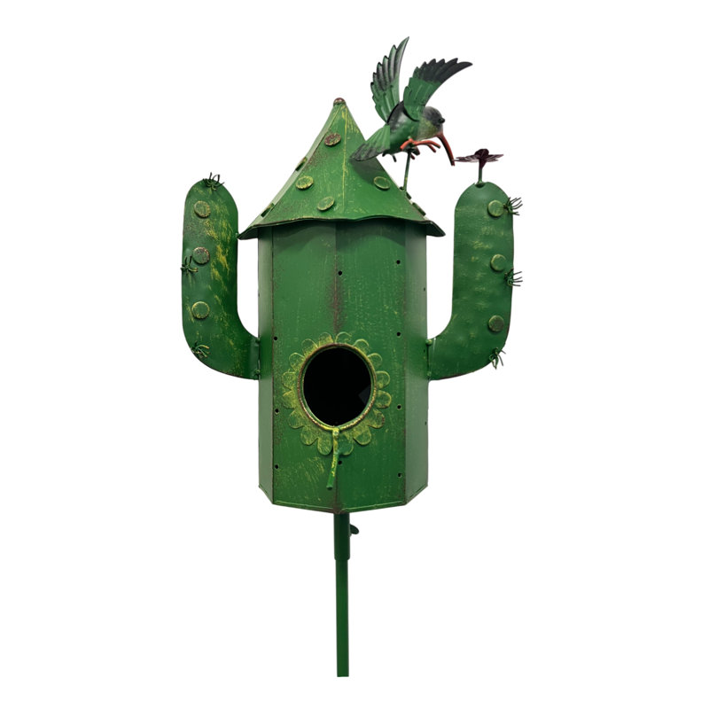 Piquet de jardin en métal avec un colibri