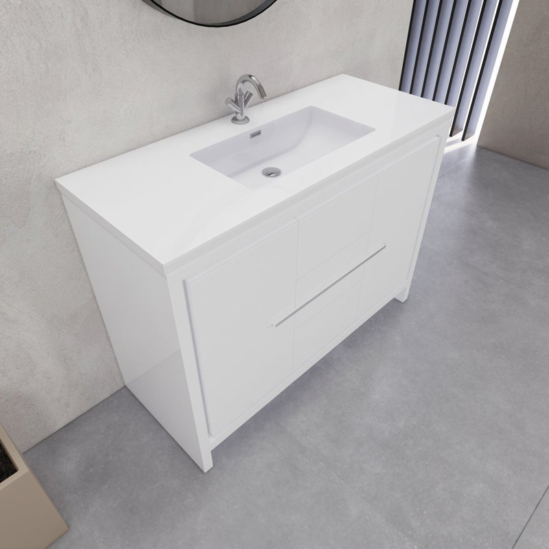 Eden 48" Single Sink Bathroom Vanity Set, Gloss White