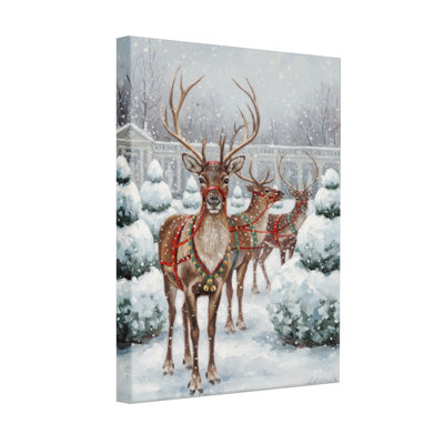 «Christmas Reindeer Christmas Snowscape Holiday», ensemble de 3 impressions sur toile