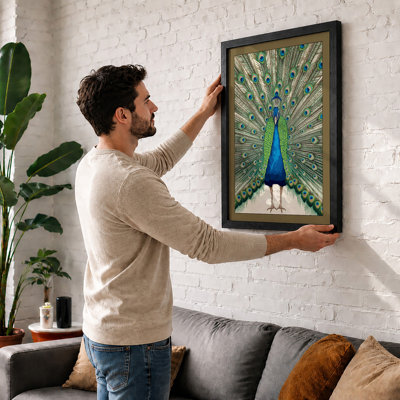Peacock in Display Botanical - Framed Print