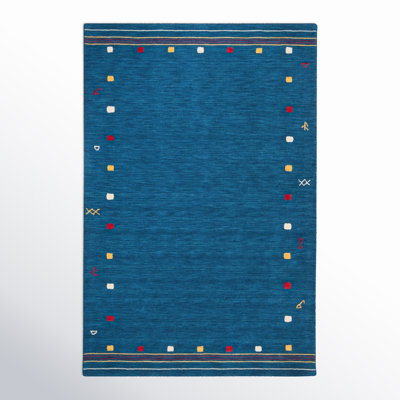 Danette Blue Southwestern Hand-Loomed Wool Rug