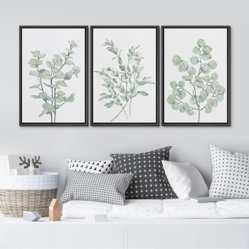 «Greenest Plant Leaves Botanical», 3 pièces, Noir, H 24 po x l 16 po