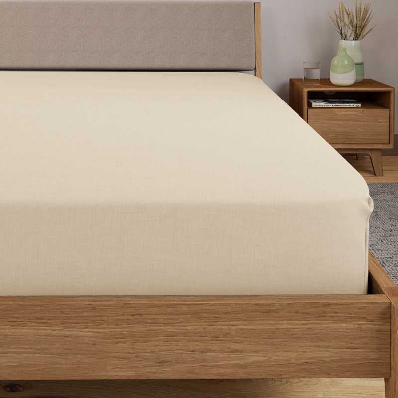 Kyonna 200 Thread Count Microfiber Brushed 25cm Fitted Sheet, Super King (6'), Cream