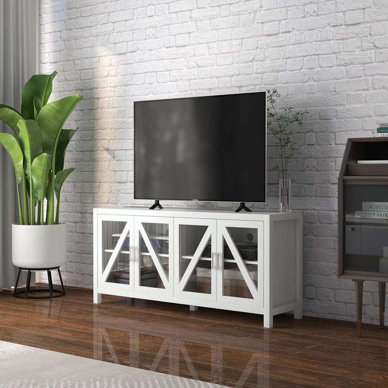 Meuble télé pour téléviseur de 58 po ou moins dans le salon, Blanc