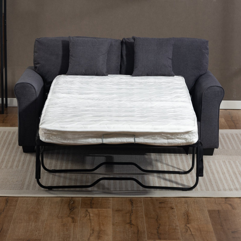 2 Seater Linen Blend Sofa Bed, Dark Grey
