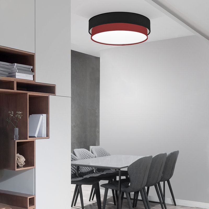Avory Fabric Flush Mount, Black / Red