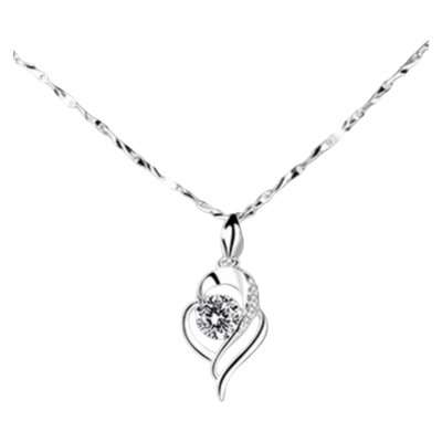 Women Pendant Necklace Heart Rhinestones Pendant Thin Chain Choker Necklace Bright Color Necklace Jewelry Gift