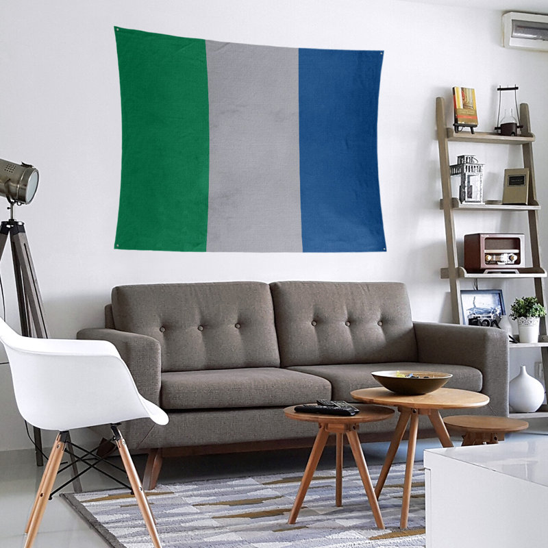 Tapisserie de polyester Vancouver, H 68 po x l 80 po, Vert / gris froid / bleu foncé