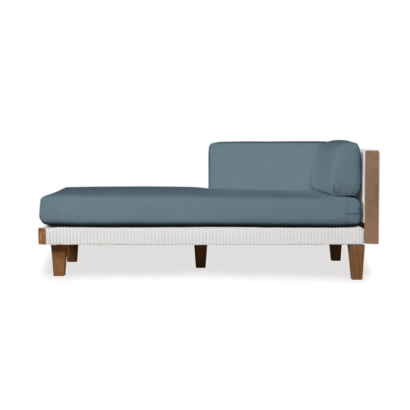Catalina Outdoor Teak Chaise Lounge, White, Beach Navy