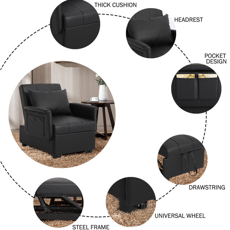 Chaise d'appoint Rosaleena, Mélange de lin noir