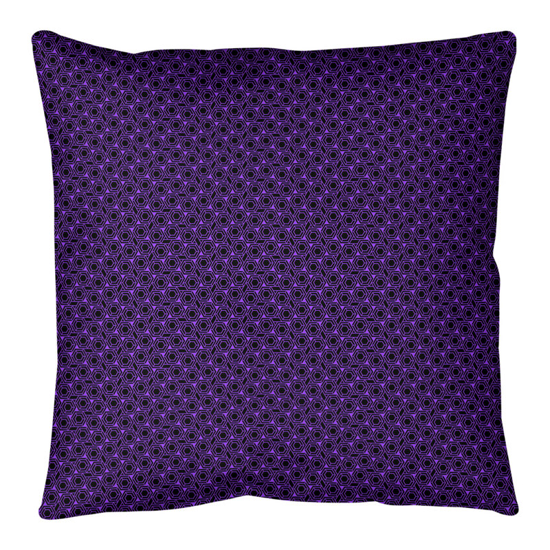 Coussin décoratif à treillis hexagonal Katelyn Elizabeth, H 14 po x l 14 po, Pas de bourre, Mauve / Noir