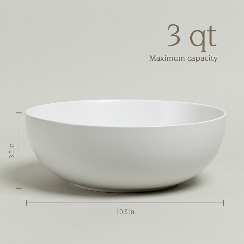 Over&Back Coupe Semi Hand-Finished Stoneware Low Serving Bowl, White