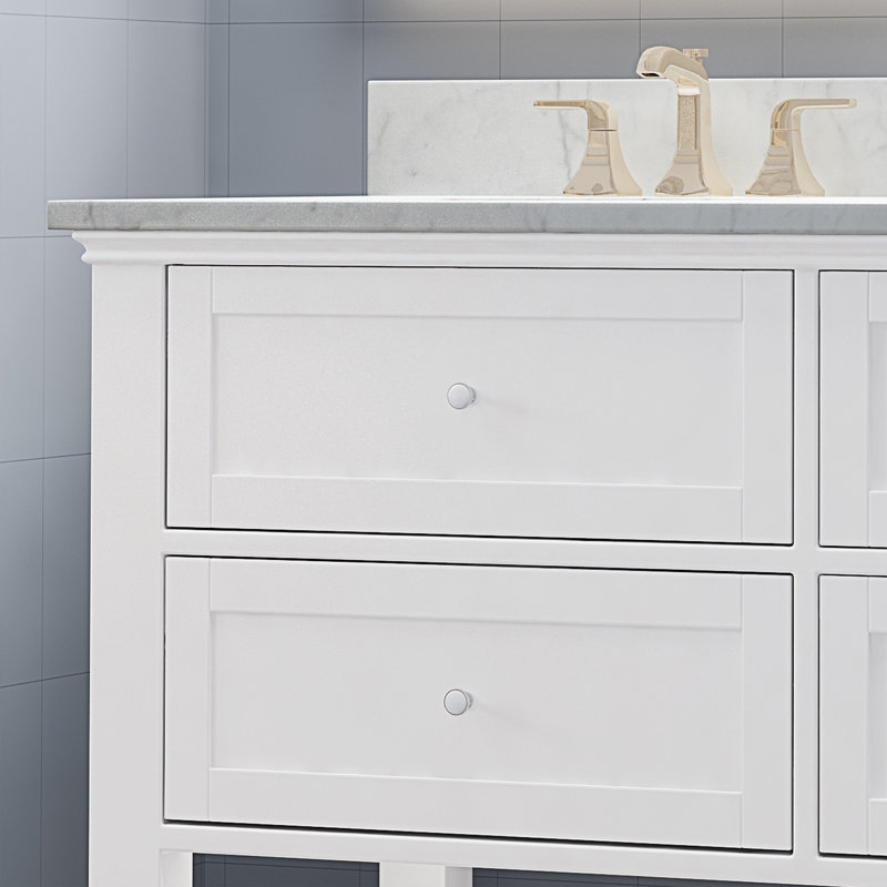 Base de salle de bain double 60 po uniquement meuble-lavabo Alexia Johnson, Blanc