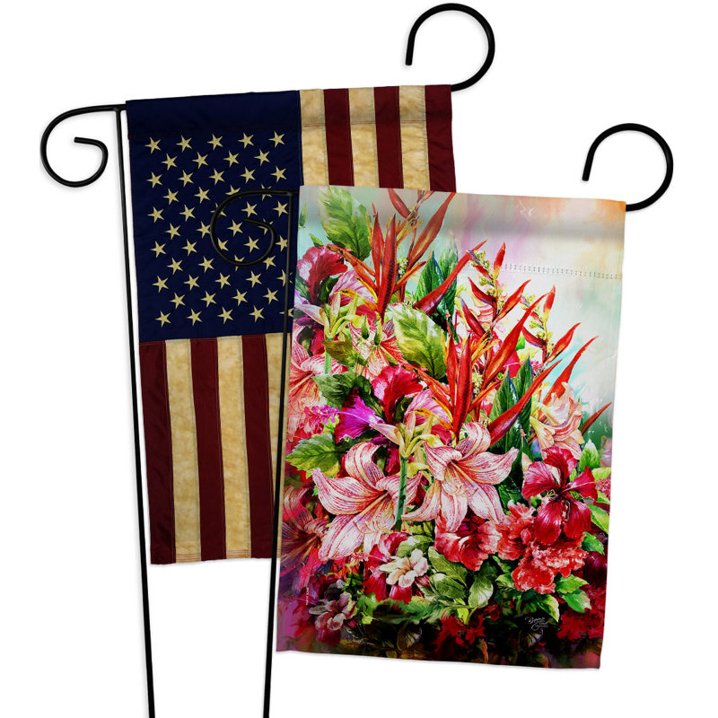 Drapeau de jardin tropical en polyester 18 x 13 po Bouquet tropical