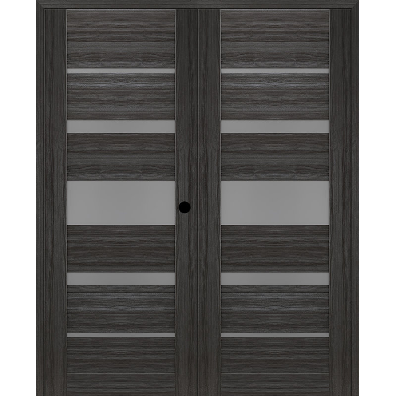 Porte française Kina, Chêne gris, À gauche, 35,5 po x 95,24 po