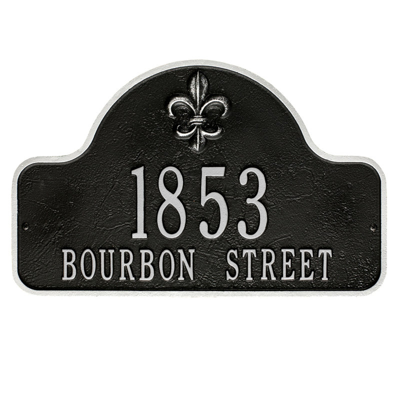 Lexy 2-Line Wall Address Plaque, Black/Silver, Yes