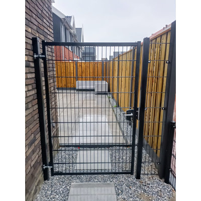 Professional 4 ft. x 6 ft. Black Steel Residential Fence Gate