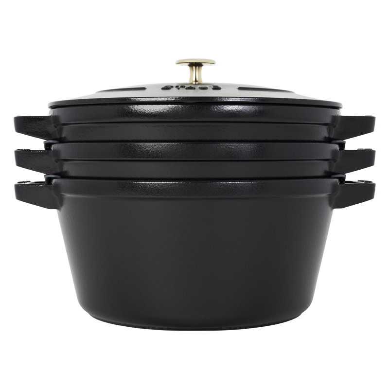 Staub Cast Iron 4-Pc Stackable Set, Black