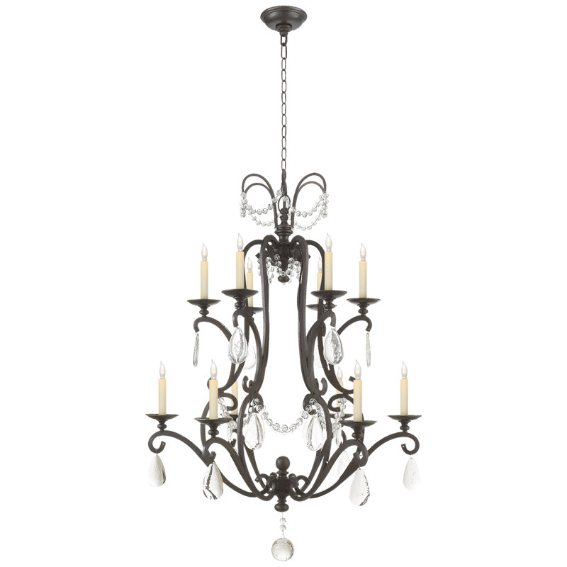 Orvieto 12 - Light Chandelier, Aged Iron