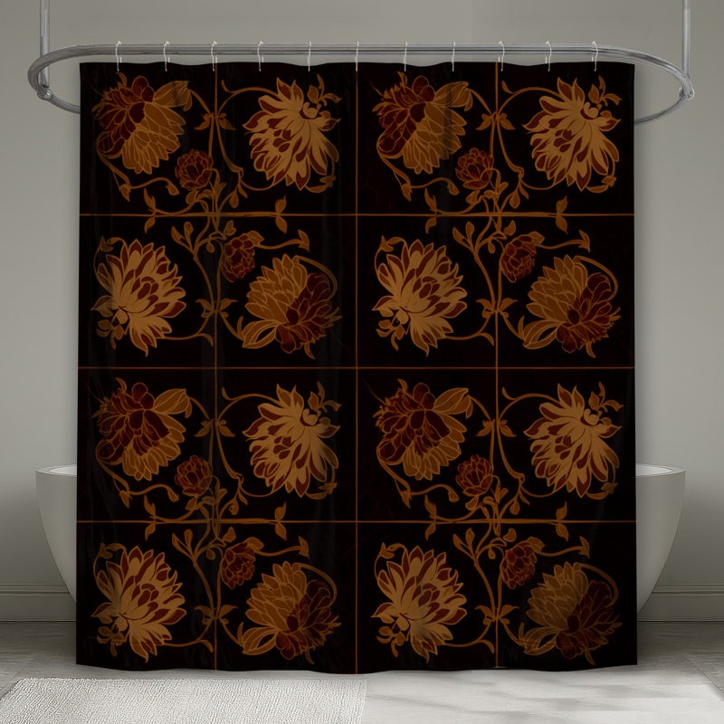 Rideaux de douche stylisés à motif floral très longs, L 70 po x H 72 po