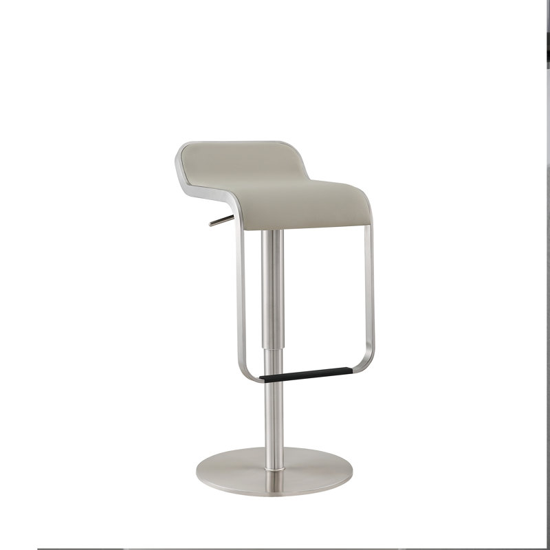 Silvestr Swivel Upholstered Adjustable Height Counter Stool with Metal Frame, Light Gray
