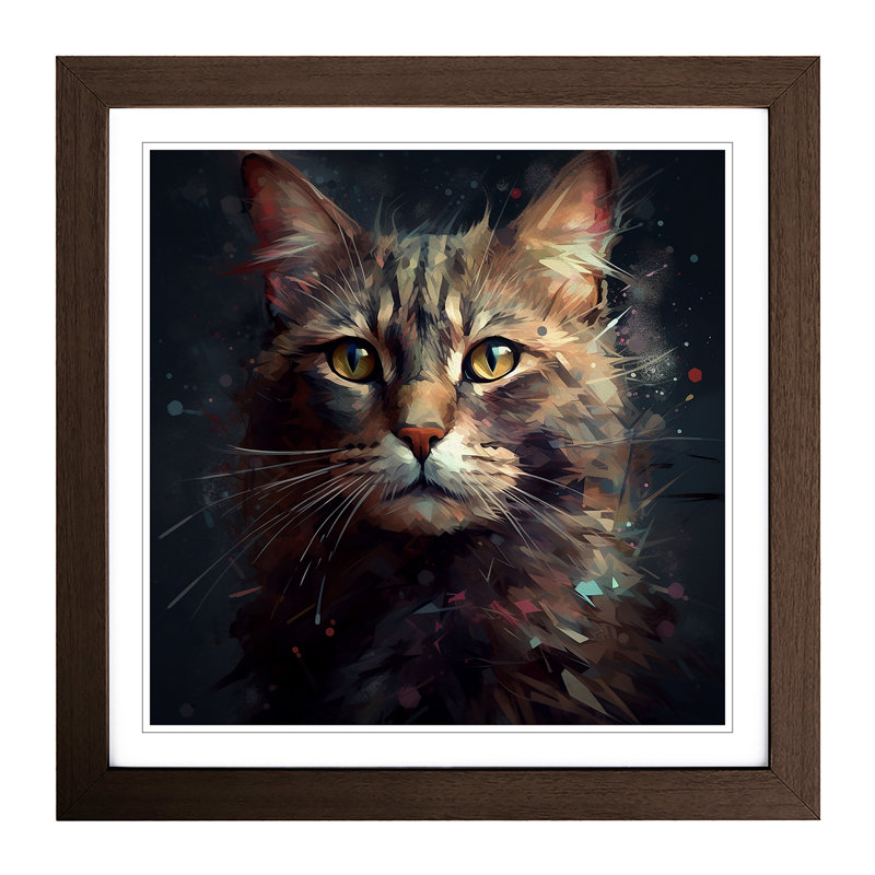 Cat Conceptual Art - Framed Print, Walnut