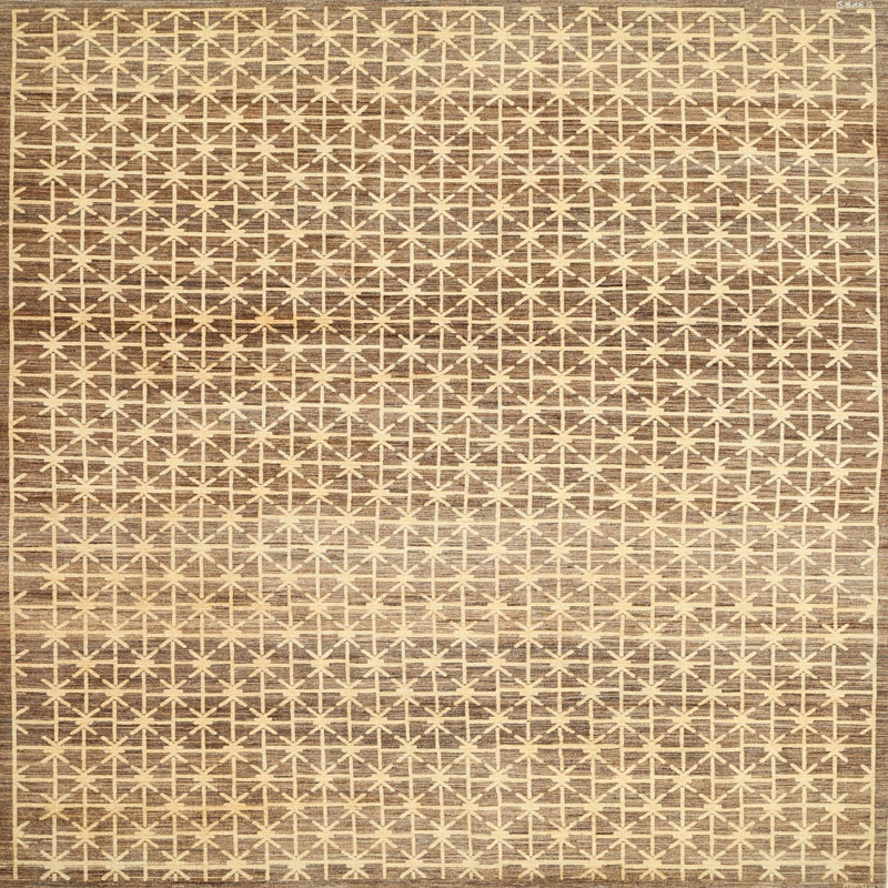 Tapis contemporain brun, Carré 6 pi