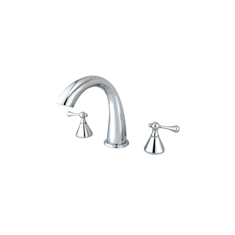 Double Handle Deck Mounted Roman Tub Faucet, Polished Chrome