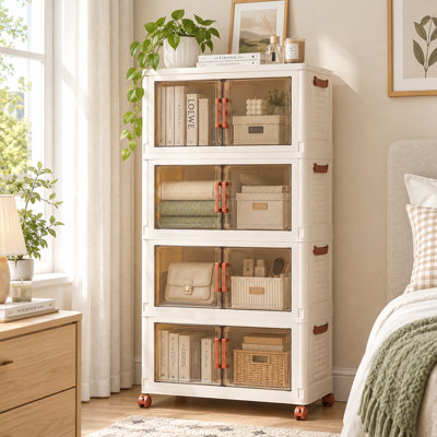 Paquet de 4 bacs de rangement avec couvercle Boîtes de rangement en plastique empilables transparentes
