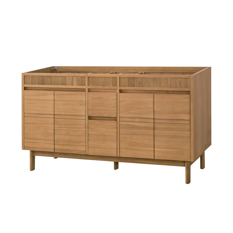 60 po Kayla Meuble-lavabo double en teck naturel