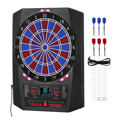 Electronic Dart Board with LED Scoring Screen, 13.5" Target Area, 45 Games & 474 Variations for Up to 8 Players, Includes 6 Soft Tip Darts, Shafts, and Flights