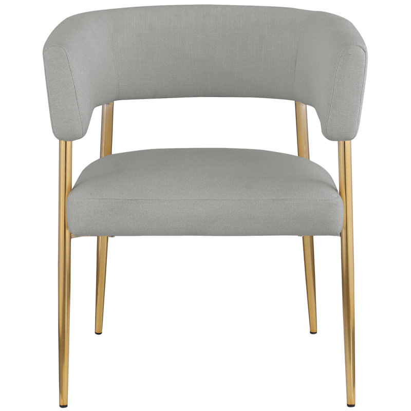 Kleanthi Linen Textured Fabric Dining Chair, Grey Linen Textured Fabric