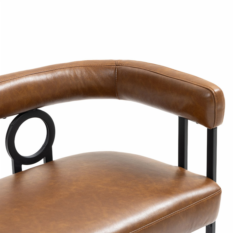 Causeuse moderne avec accoudoirs et pieds en métal, Marron clair