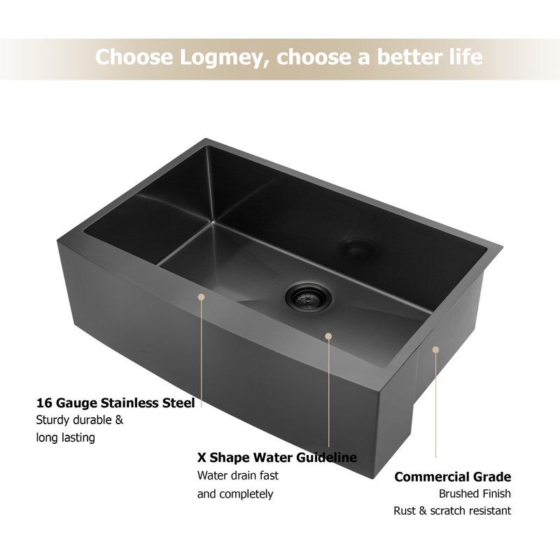 Évier de cuisine en acier inoxydable noir 33 po L 33 po x l 22 po