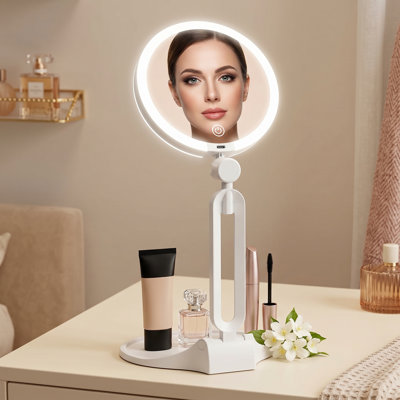 2026 New Model Travel Makeup Mirror with Lights, Double-Sided Offering 1X and 30X Magnification, 2000mAh Foldable Portable Mirror, 3 Color Lighting with Stepless Dimming for Desk or Travel Use