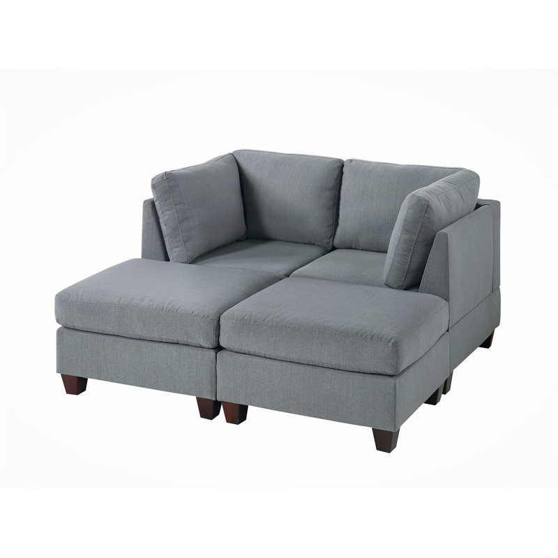 Canapé modulaire 4 pièces Darquize, 100 % polyester gris