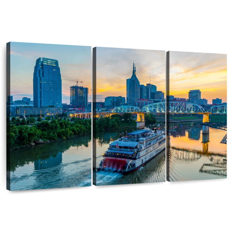 Sebbie Nashville Skyline At Sunset, 20" H x 33" W