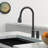 Kitchen Sink Faucet With Separate Handle, Matte Black