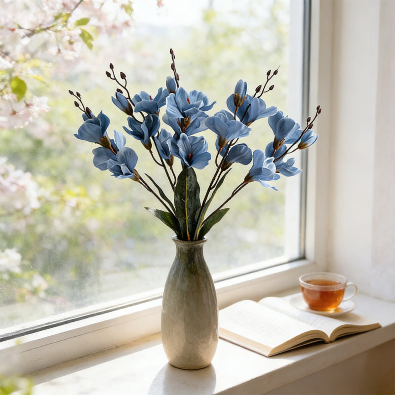 Faux fleurs artificielles pour la décoration intérieure, Bleu