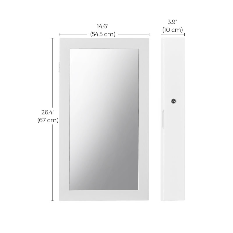 Armoire à bijoux murale avec miroir Karmakar, Blanc / noir