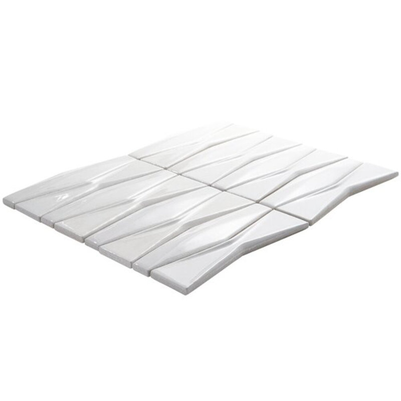 Nabi Harlequin 2x8 Glossy Glass Mosaic Tile, White