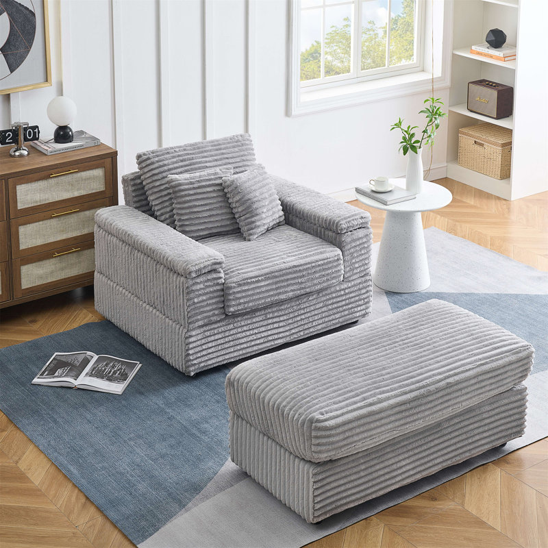 Canapé simple 42,52 po en velours côtelé gris, Gris