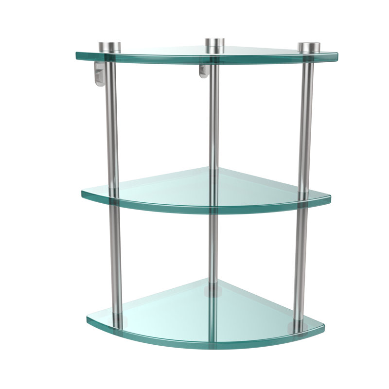 Gober 3 Piece Triangle Corner Shelf, Satin Chrome