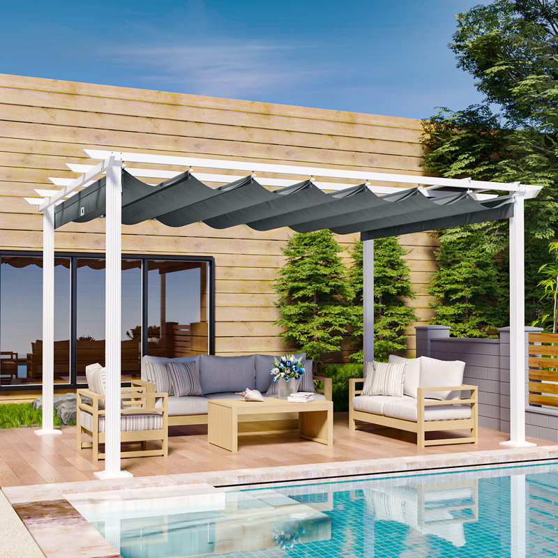 Pavillon de jardin portatif en métal x P 10 pi Verona, gris