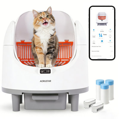Bac à litière automatique pour chat, bac à litière autonettoyant pour plusieurs chats, protection de sécurité, contrôle intelligent de l'application avec surveillance de la santé du chat, fonctionnement ultra-silencieux, contrôle des odeurs