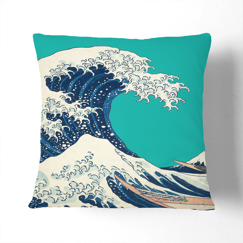 The Great Wave Off Kanagawa Square Throw Cushion, 40cm H x 40cm W x 15cm D