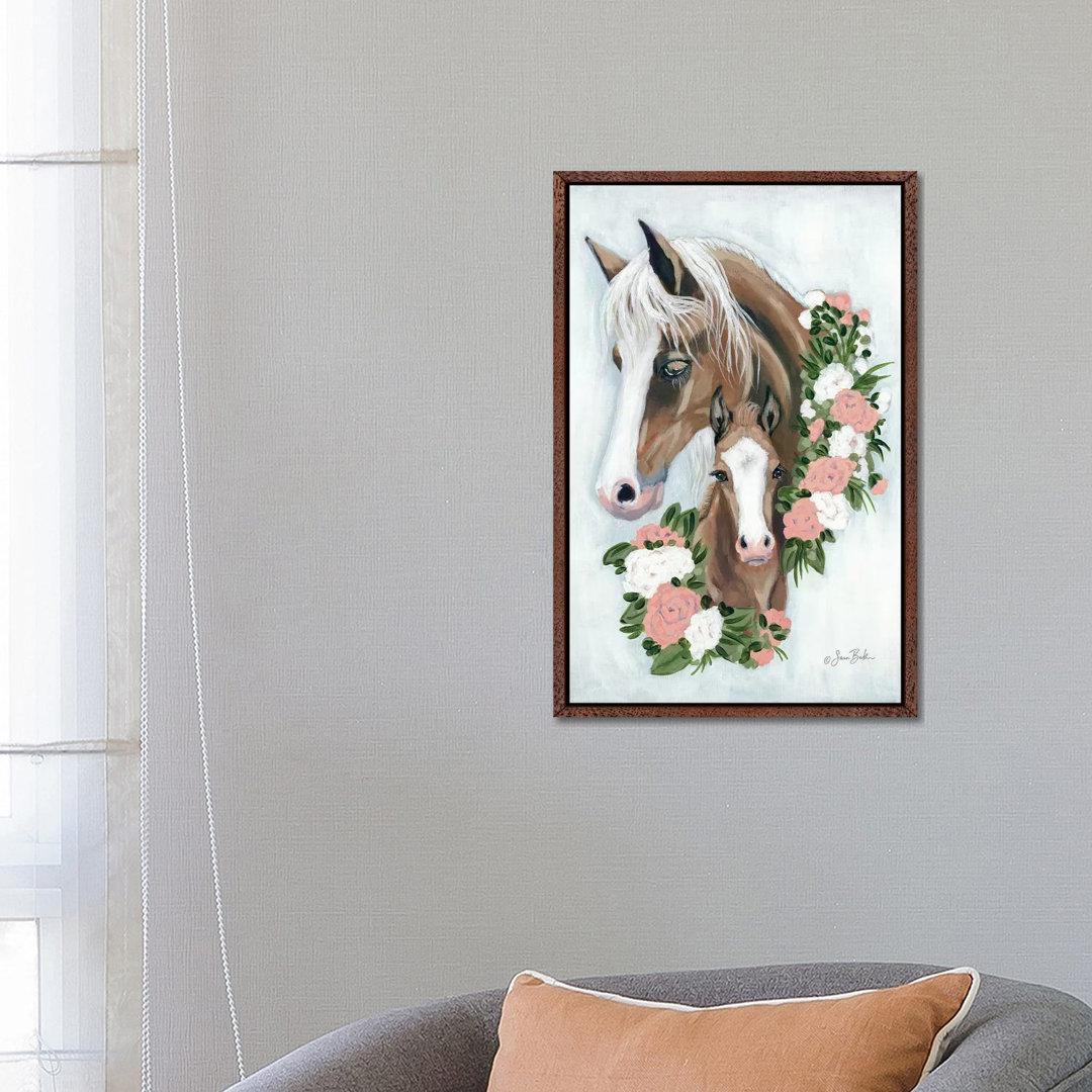 Floral Ponies von Sara Baker - Galerie-verpackte Leinwand Giclée auf Leinwand