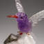 Genuine Polished Hand Carved Fluorite Hummingbird On A Green Tourmaline In Albite Matrix (4"H)